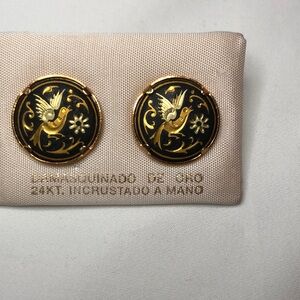 Damascene Black and gold earrings